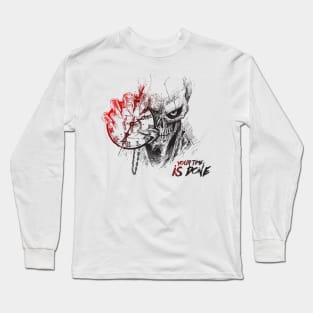 ⏳🎨 Embrace the Ephemeral: A Devilish Grin and a Stopwatch Declare "Your Time is Done" ⏱️🔥 Long Sleeve T-Shirt